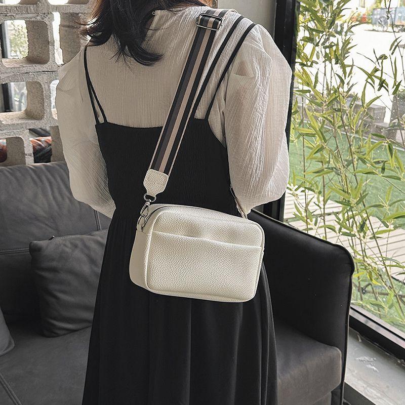 Camera Bag Good-looking Lychee Pattern Popular Crossbody Small Square Bag 2024 New Wide Shoulder Strap All-Match Casual Shoulder Bag