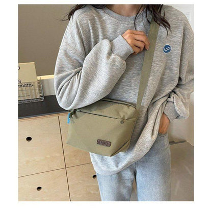 Solid Color 2024 New Bags Japanese Style Workwear Canvas Bag Textured Crossbody Girls' Satchel Women's Small Bag Commuter Women's Bag