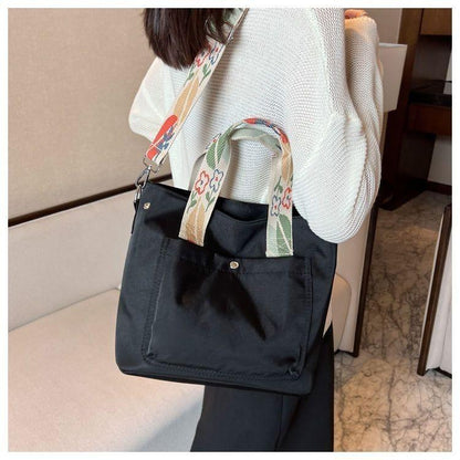 Canvas Bag Tote Bag Female 2024 New Fashion Simple Large Capacity Shoulder Bag Student Class Bag Crossbody Bag