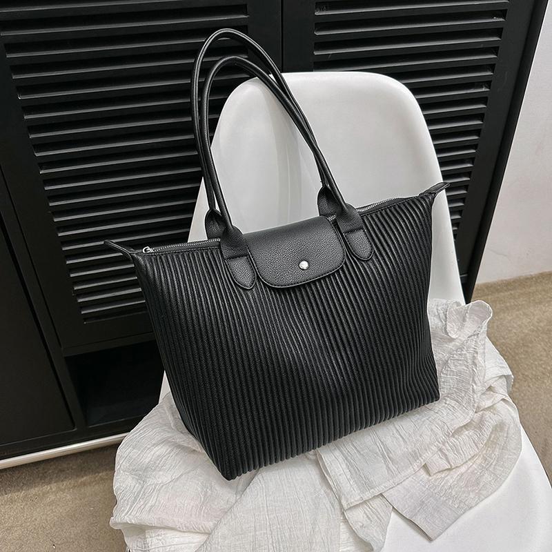 New Super Popular Pleated Large Tote Bag 2024 Popular Commuter Hand-Carrying Bag Fashion All-Matching Large Shoulder Bag Ladies