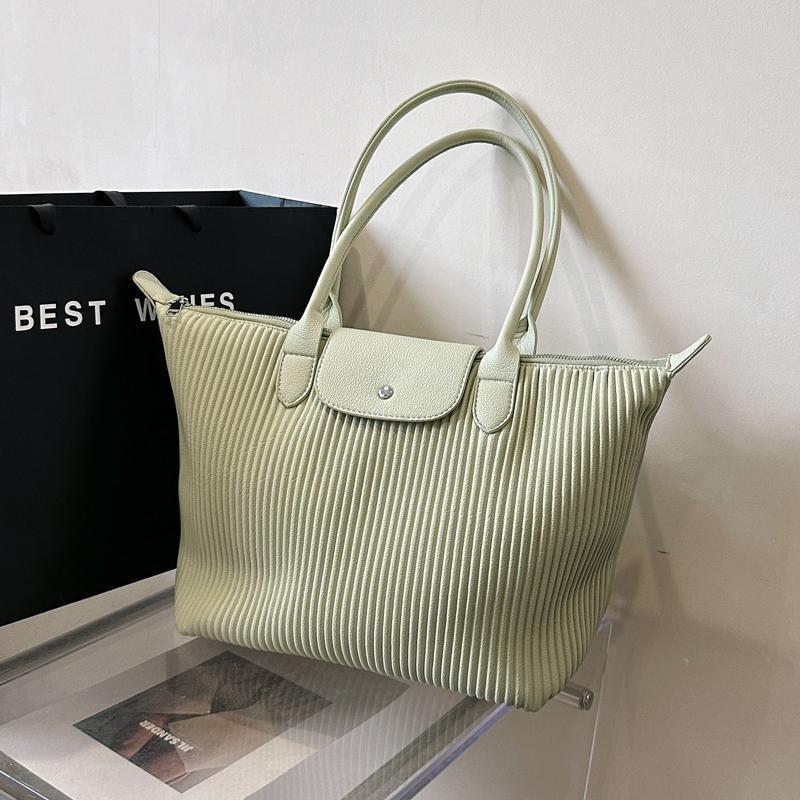 New Super Popular Pleated Large Tote Bag 2024 Popular Commuter Hand-Carrying Bag Fashion All-Matching Large Shoulder Bag Ladies