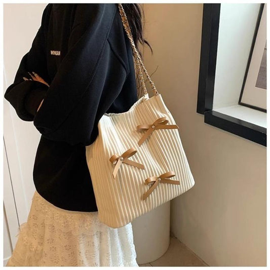 Casual Large Capacity Bag for Women 2024 New Fashion Commuter Shoulder Bag Summer Versatile Chain Tote Bucket Bag