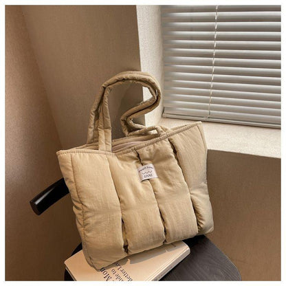 Autumn and Winter down Bag Female 2024 New Fashion Rhombus Tote Bag Student Class Large Capacity Commuter Shoulder Bag