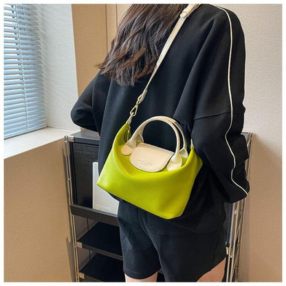 Special-Interest Design Fashion Color Contrast Soft Leather Dumpling Bag 2024 New Advanced Texture Handbag All-Match Messenger Bag for Women