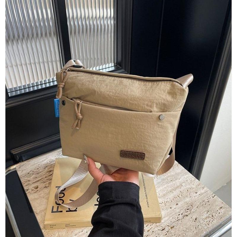 Solid Color 2024 New Bags Japanese Style Workwear Canvas Bag Textured Crossbody Girls' Satchel Women's Small Bag Commuter Women's Bag