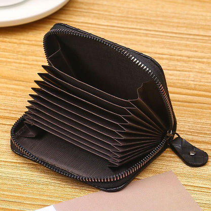 High-End Card Holder Women's Card Clamp Authentic Leather Tactile Feel Woven Coin Purse Anti-Degaussing Large Capacity Multiple Card Slots Card Holder Women