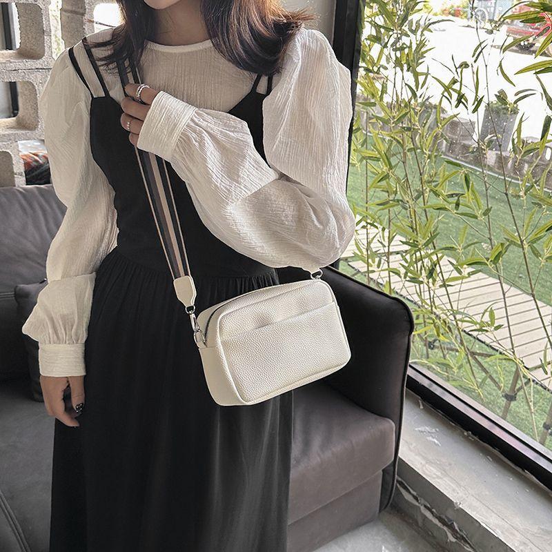 Camera Bag Good-looking Lychee Pattern Popular Crossbody Small Square Bag 2024 New Wide Shoulder Strap All-Match Casual Shoulder Bag