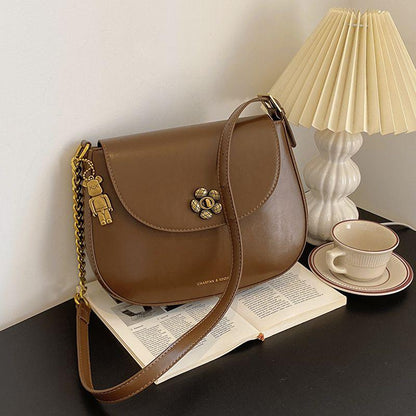 Autumn Winter Retro Stylish Bag Women's 2024 New Commuter's All-Matching Saddle Bag Niche High-Grade Casual Shoulder Bag