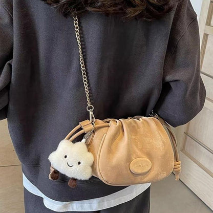 High-Grade Chain Small Bag for Women 2024 New Spring and Summer Popular Shoulder Commuter Bag Drawstring Cross Body Bucket Bag