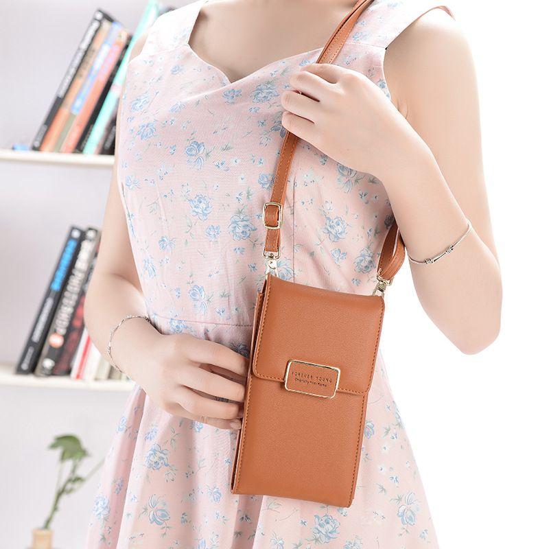 2024 Summer New Mobile Phone Bag Fresh and Cute Crossbody Bag Mini Exquisite Shoulder Bag Solid Color Vertical Zero Wallet Multiple Colors Can Be Paired Randomly