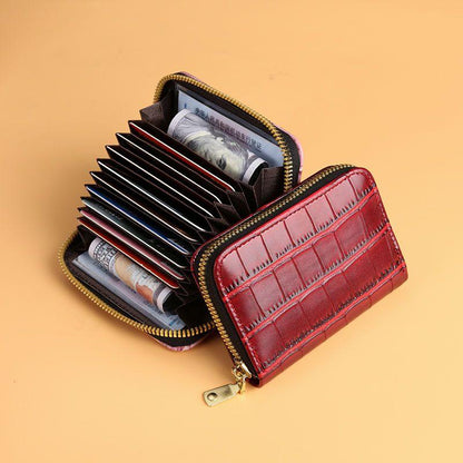 Card Holder Large Capacity Multiple Card Slots Driver's License Clip Set Women's Small Crocodile Pattern Simple Coin Purse