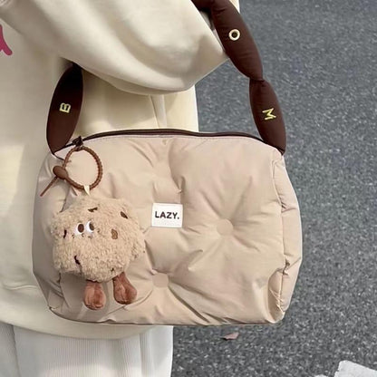 Stylish Bag Women's Square Egg Cakes Bag down Bag Shoulder Handbag Cheese Steamed Stuffed Bun Pillow Bag Soft Bag Cute Soft