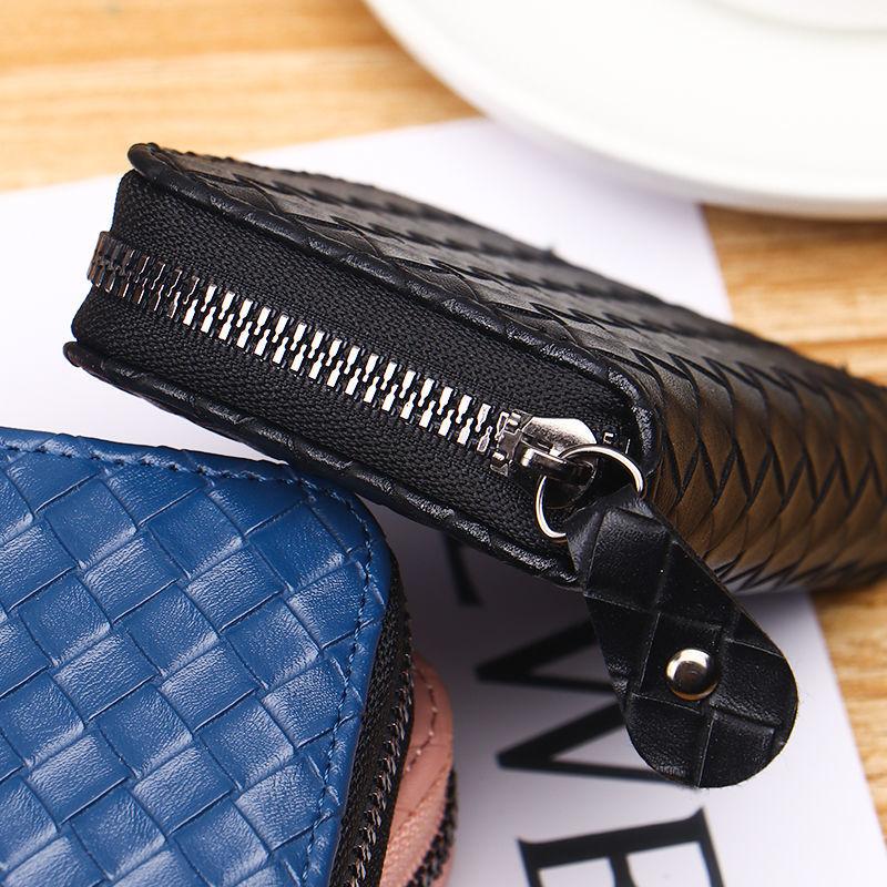 High-End Card Holder Women's Card Clamp Authentic Leather Tactile Feel Woven Coin Purse Anti-Degaussing Large Capacity Multiple Card Slots Card Holder Women