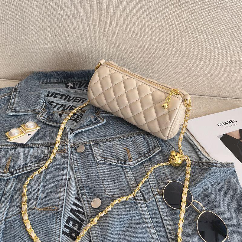 Elegant round Bag Cylindrical New Small Golden Balls Diamond Chain One-Shoulder Versatile Niche Crossbody Pillow Bag Internet Celebrity