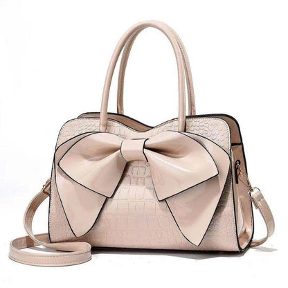 Women's Bag 2024 Autumn New Crossbody Bag Fashion Crocodile Bow Knot Handbag Simple and Trendy Mom's Bag