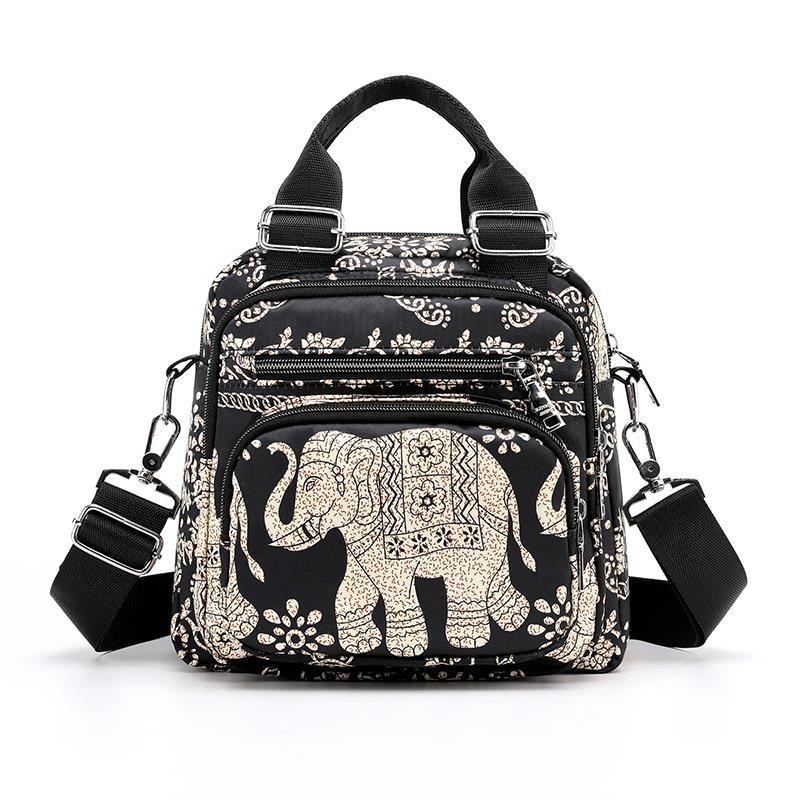 Women's Multi-Purpose Backpack 2024 New Ethnic Style Tote Waterproof Oxford Cloth Shoulder Bag All-Matching female fashion bag