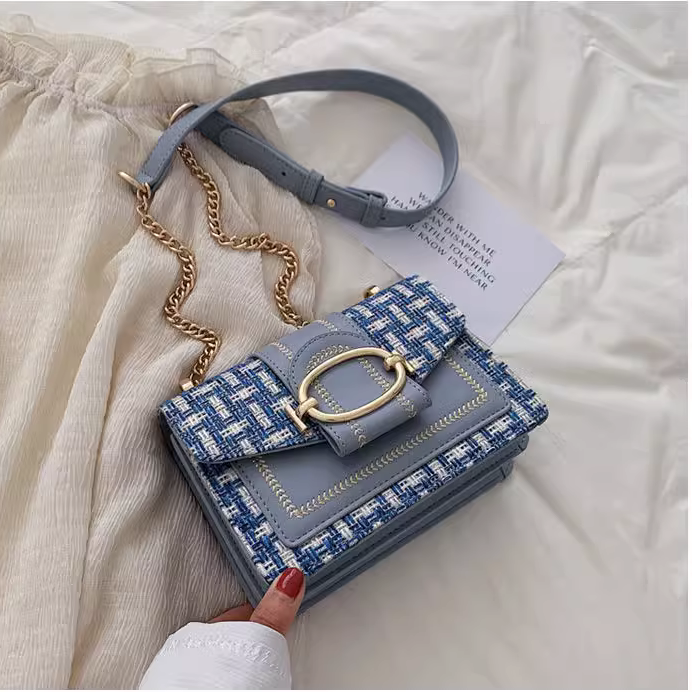 Small CK Women's Bag Women's 2024 New Trendy Korean Style Woolen Western Style Small Square Bag Fashionable All-Match Broadband Crossbody Shoulder Bag