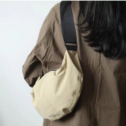 Nylon Cloth Bag Women's Casual Bag Wide Shoulder Strap Shoulder Messenger Bag Simple and Lightweight Moon Bag