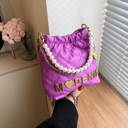 2024 New French Entry Lux Chain Bucket Bag Commuter Storage Bag Fashion All-Match Shoulder Messenger Bag Women's Bag