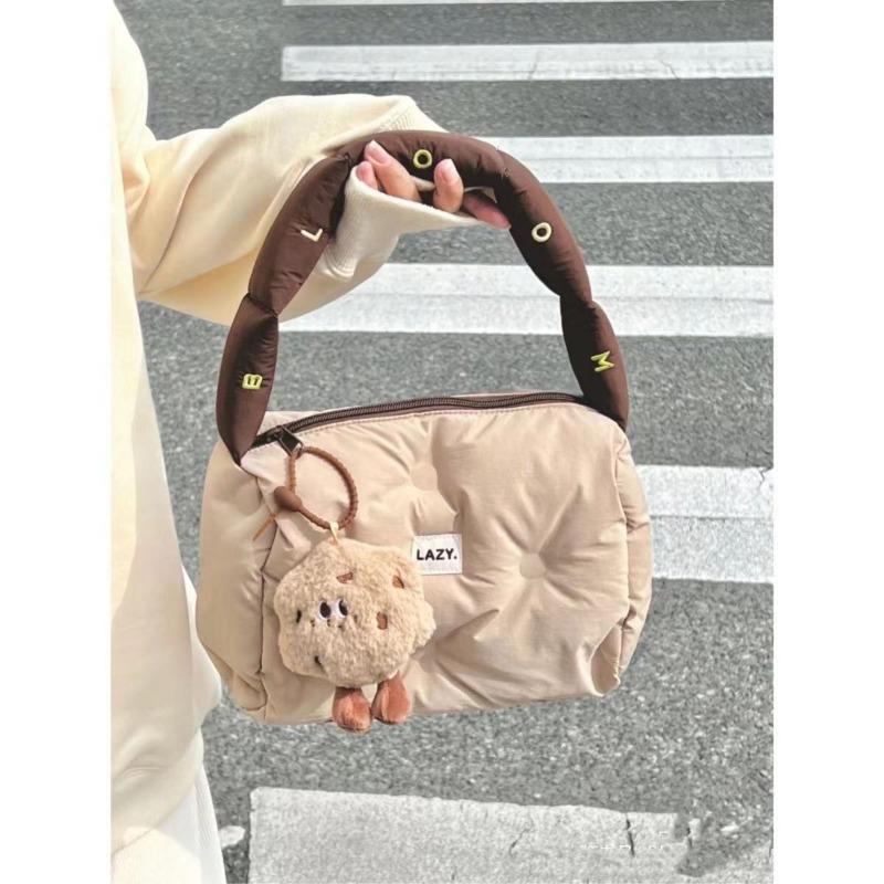 Stylish Bag Women's Square Egg Cakes Bag down Bag Shoulder Handbag Cheese Steamed Stuffed Bun Pillow Bag Soft Bag Cute Soft