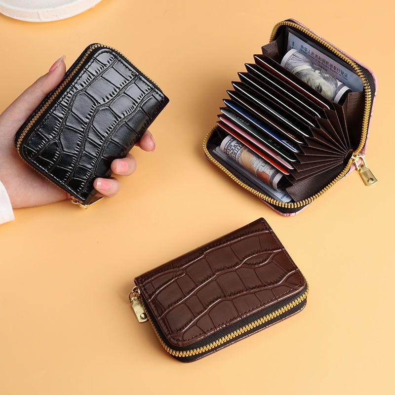 Card Holder Large Capacity Multiple Card Slots Driver's License Clip Set Women's Small Crocodile Pattern Simple Coin Purse