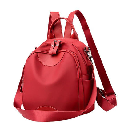 Women's Backpack 2024 New Women's Casual Nylon Travel Nylon Bag Korean Style Versatile Canvas Small Backpack Timeout Shangwang Red Style