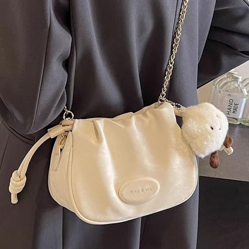 High-Grade Chain Small Bag for Women 2024 New Spring and Summer Popular Shoulder Commuter Bag Drawstring Cross Body Bucket Bag