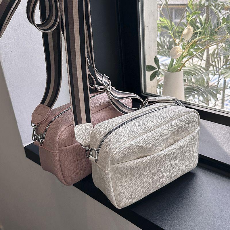 Camera Bag Good-looking Lychee Pattern Popular Crossbody Small Square Bag 2024 New Wide Shoulder Strap All-Match Casual Shoulder Bag