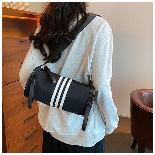 2024 New Popular Three-Layer Commuter Large Capacity Travel Sports Cylinder Nylon Messenger Bag Shoulder Celebrity Same Style