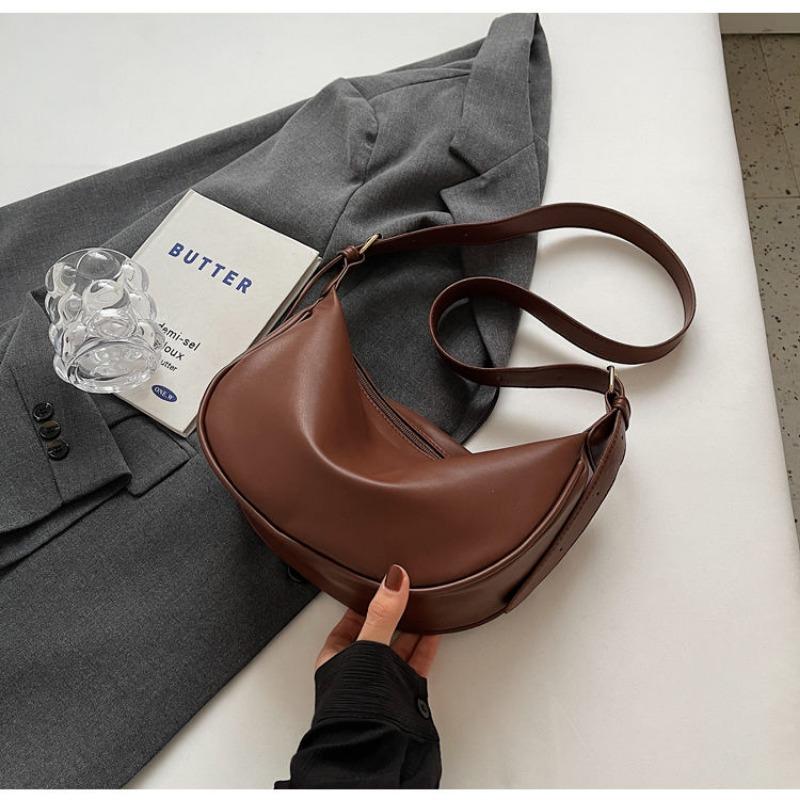 South Korea Contrast Color Underarm Bag for Women 2024 New Trendy Retro Dumpling Bag All-Match Shoulder Messenger Bag Saddle Bag