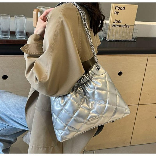 Fashion Large Capacity Bag Women's New Classic Style Diamond Chain Bucket Bag 2024 Spring and Summer High-Grade Shoulder Bag