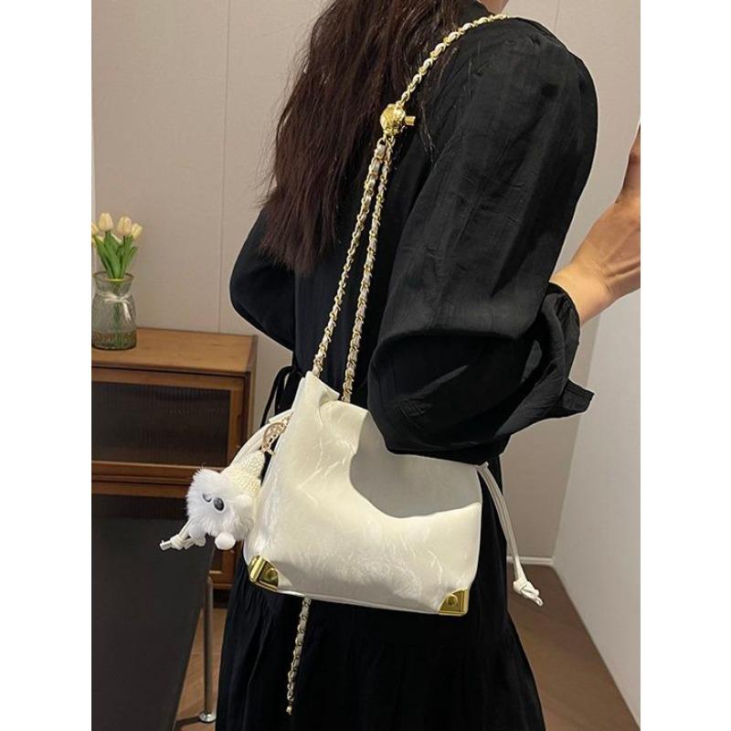 Korean Style Fashion Bucket Bag Women 2024 New Spring and Summer Simplicity Casual Shoulder Bag Niche Advanced Texture Messenger Bag