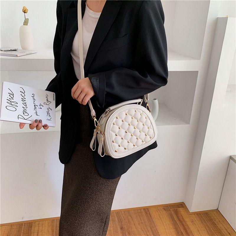 New Shoulder Bag Women 2024 New Crossbody Bag Trendy Rivet Handbag One Shoulder Bag Student Rivet Fashion Bag Temperament Women's Bag