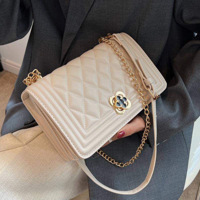 This year's popular small bag women's bag 2024 new summer women's classic rhombus solid color chain bag casual small cross-body bag daily commuting versatile shoulder bag exquisite high grade square bag