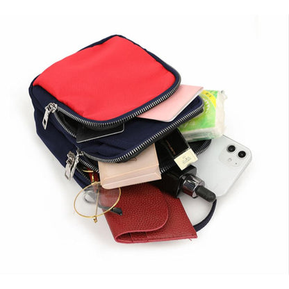 Canvas Contrast Solid Color Small Bag 2024 New Fashion Sports Casual Versatility Daily Mini Double Zipper Mobile Bag Women's Crossbody Lightweight Versatility Comfortable Delicate Handheld Multifunctional Women's Bag