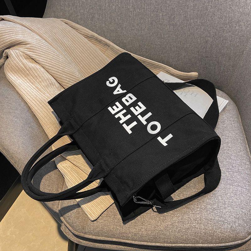 Canvas Simple Tote Bag 2024 New Korean Fashion Handbag Net Red Tide Flow Wide Shoulder Strap One Shoulder Crossbody Bag New Quality Canvas Tote Bag