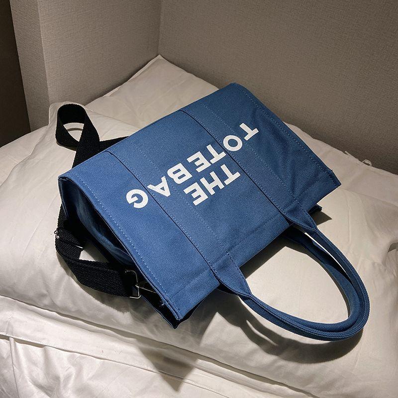 Canvas Simple Tote Bag 2024 New Korean Fashion Handbag Net Red Tide Flow Wide Shoulder Strap One Shoulder Crossbody Bag New Quality Canvas Tote Bag