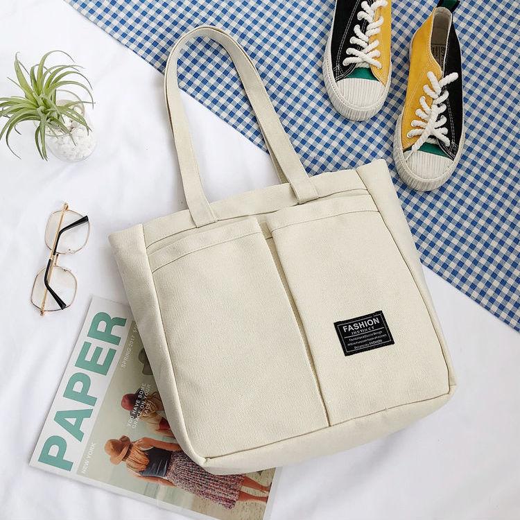 New canvas shoulder bag Korean version casual bag women's lazy canvas bag literary style shoulder bag Japanese student campus tote bag wome