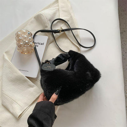 High Sense Plush Hand-Carrying Bag Bag Female 2024 New Fashion Autumn and Winter Fur Bag All-Match Niche Chain Messenger Bag