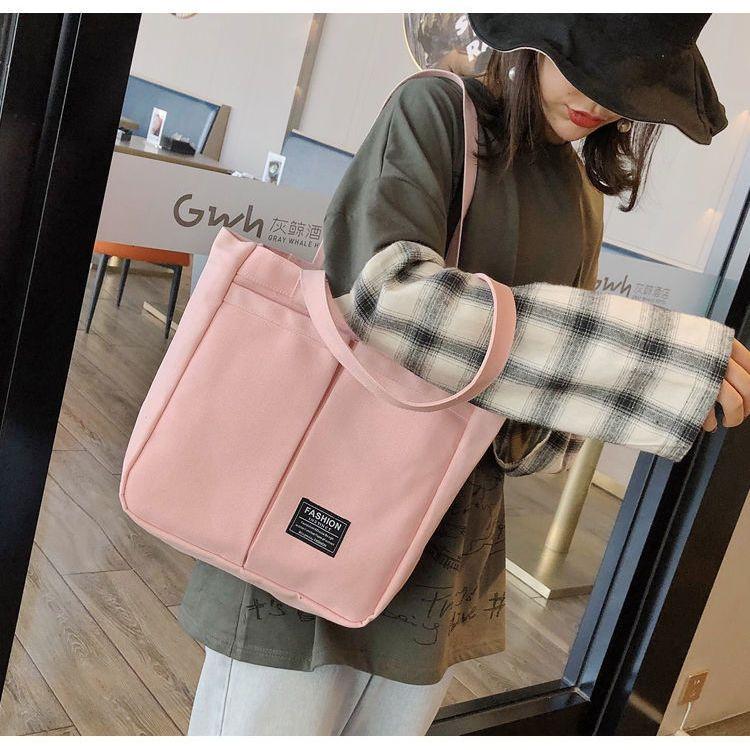 New canvas shoulder bag Korean version casual bag women's lazy canvas bag literary style shoulder bag Japanese student campus tote bag wome