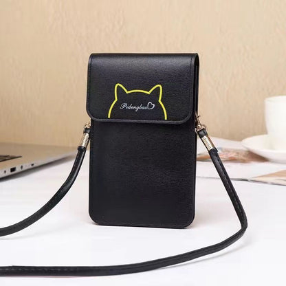 Mobile phone shoulder bag ladies touch screen mobile phone bag new student small bag simple and versatile Korean version one shoulder messenger small bag wallet women