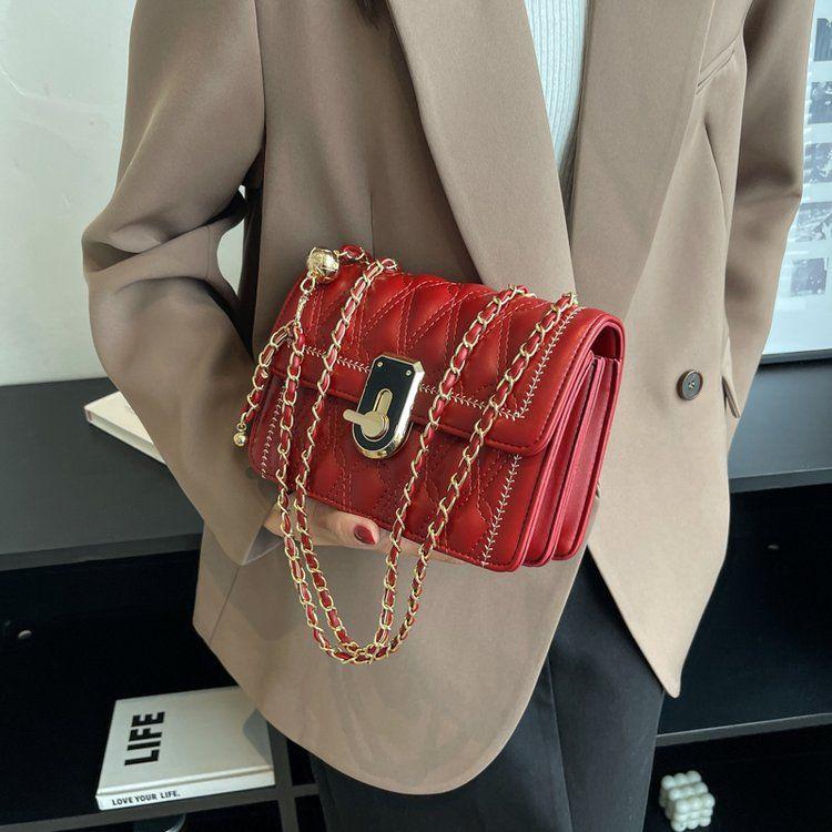 Advanced fashion women's bag 2024 new fashion diamond chain bag temperament messenger bag elegant shoulder bag adjustable chain bag