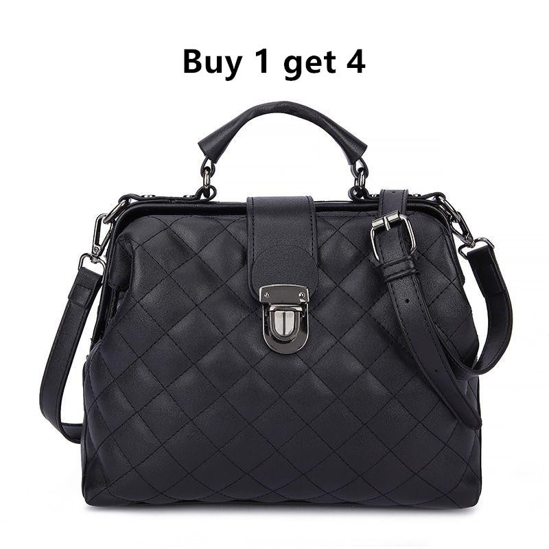 Large capacity Lingge women's bag 2024 new vintage women's bag fashion portable messenger bag single shoulder PU women's bag advanced sense women's bag women's handbag messenger bag