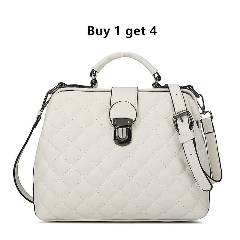 Large capacity Lingge women's bag 2024 new vintage women's bag fashion portable messenger bag single shoulder PU women's bag advanced sense women's bag women's handbag messenger bag