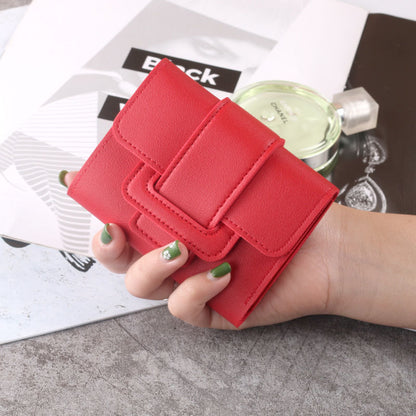 New Korean version solid color three fold women's wallet, change bag, handheld bag, student short wallet, wallet, card bag