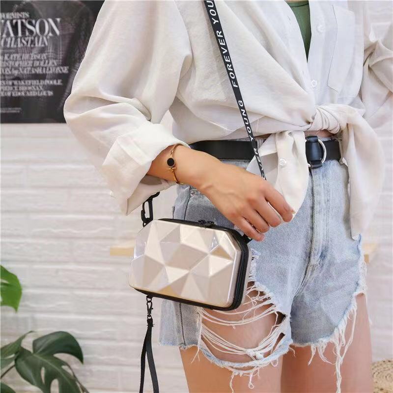 2024 new fashion small square bag trend personality slanting shoulder bag mini luggage bag fashion versatile bag mobile phone bag mini bag cute girl bag