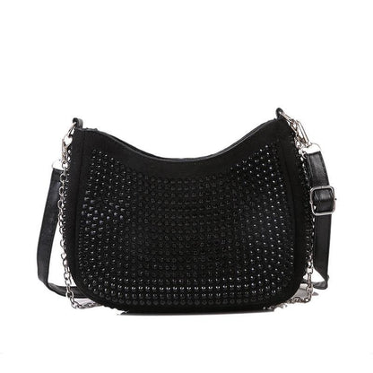 Rhinestone chain bag women's 2024 new full diamond texture simple and versatile underarm bag mobile phone bag shoulder messenger small bag women