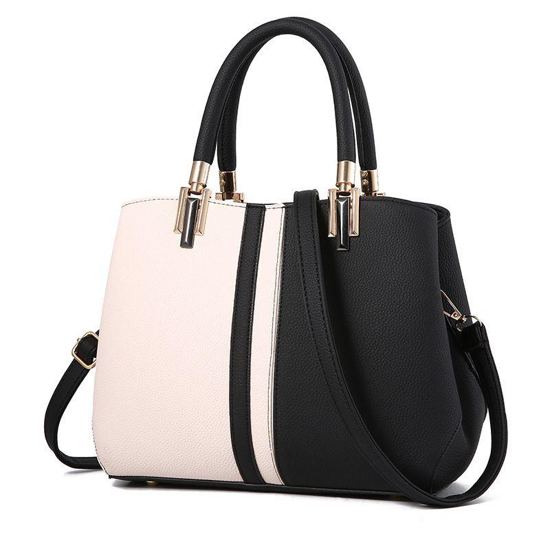 2024 New fashion women's bag Simple color-blocking personalized bucket bag Single-shoulder portable women's bag Fashion diagonal women's bag Large capacity women's bag Work handbag Temperament women's leather bag