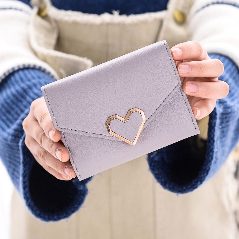 New Simple Short Wallet Women's Long Thin Korean Buckle Coin Purse Student Women's Wallet Women's Short