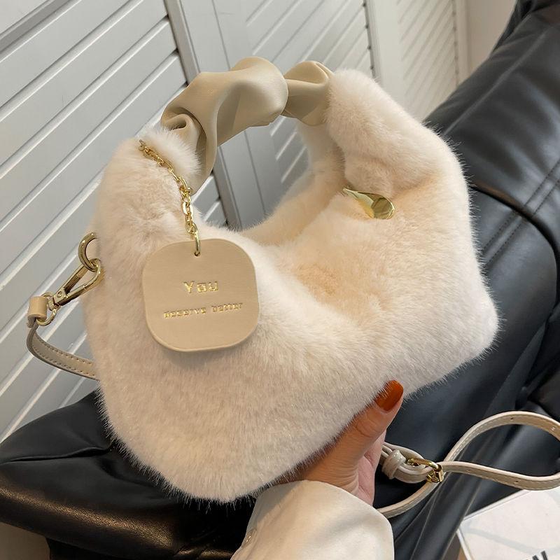 High Sense Plush Hand-Carrying Bag Bag Female 2024 New Fashion Autumn and Winter Fur Bag All-Match Niche Chain Messenger Bag